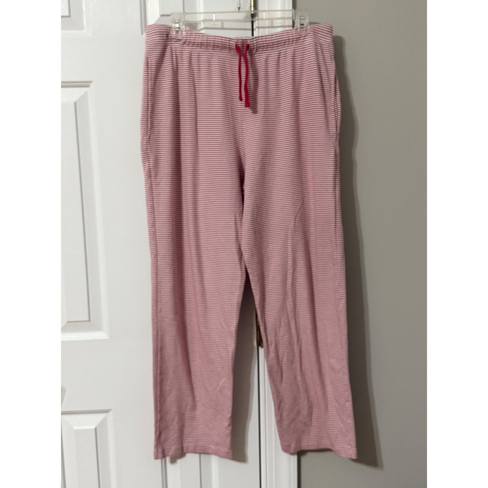 LAKE Pima Cotton Striped Pajama Pants Womens L Red White Loungewear Sleepwear - Picture 2 of 10